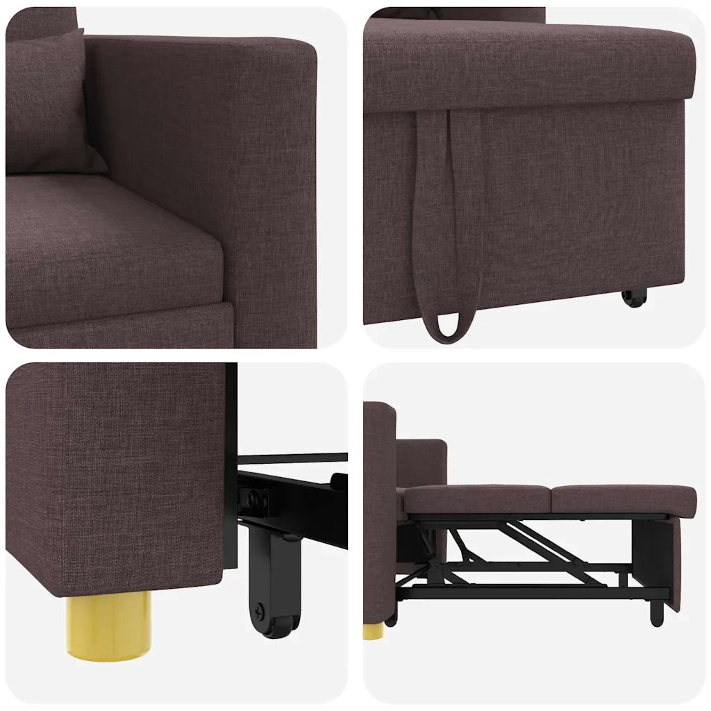 vidaXL Divano Letto Singolo Marrone scuro 90 x 165 x 87 cm Tessuto