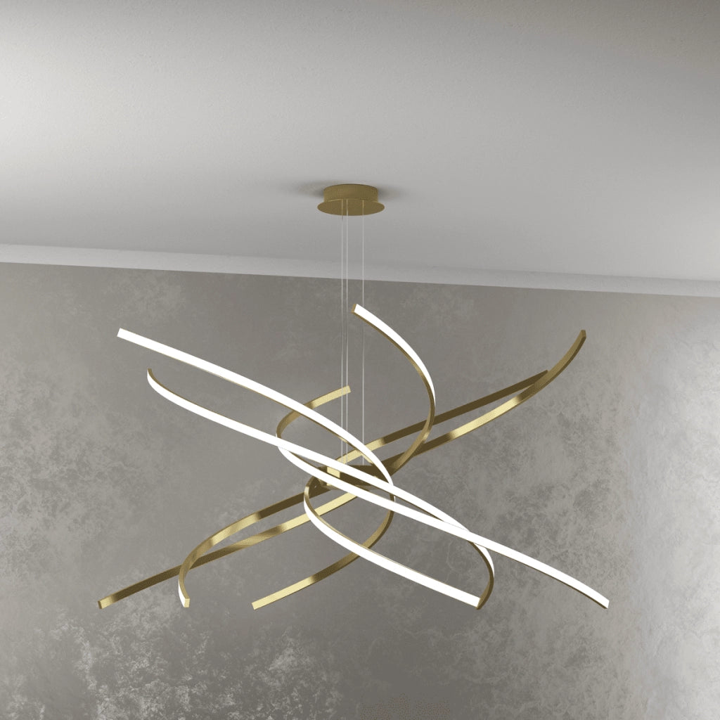 Lampadario a Led Moderno Top Light Tornado 88W 5950LM 1163/S100 Oro Brunito