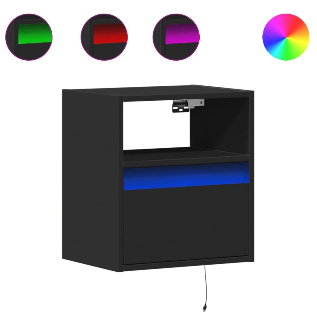 Mobile TV multimediale da parete mensola TV credenza mobile TV per sala da pranzo soggiorno camera da letto con luci LED 2 pezzi 41 x 31 x 45 cm nero 02_0029107