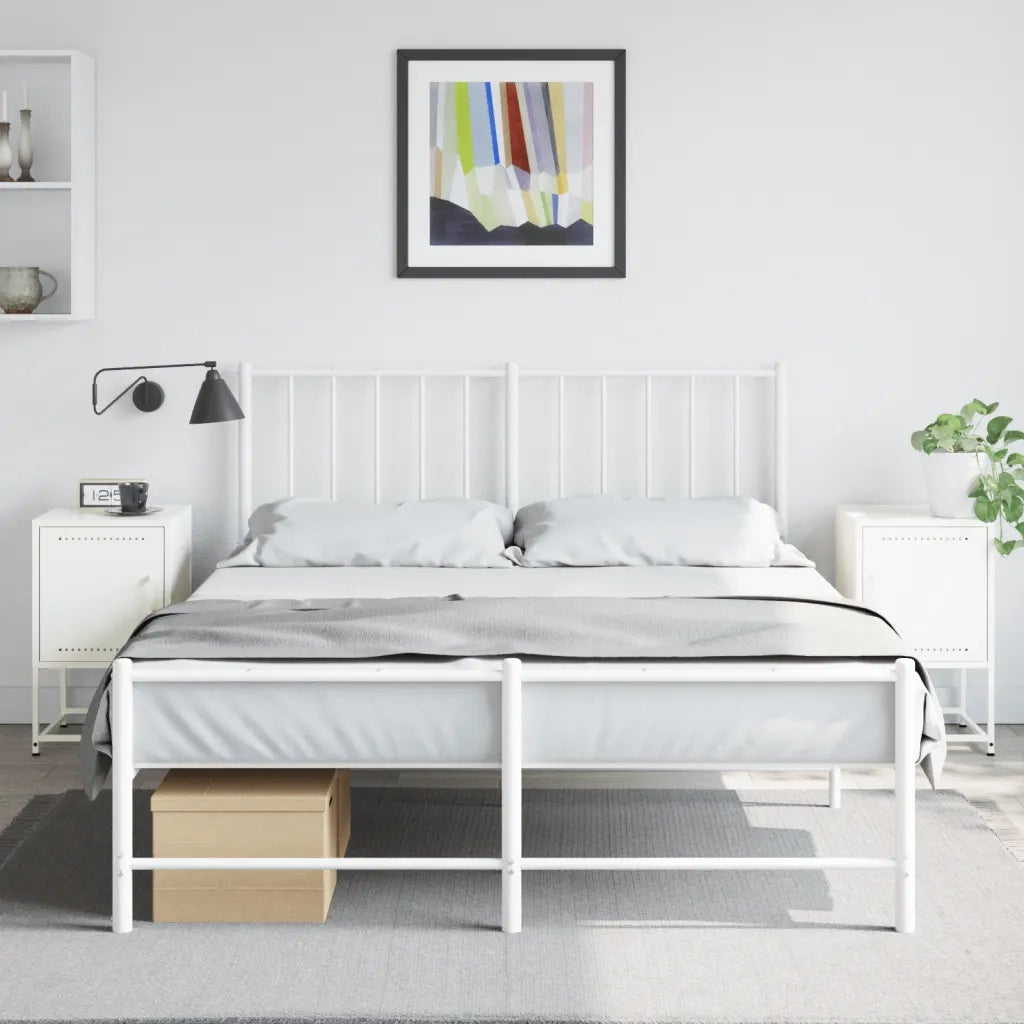 Set di 2 Comodini | Armadio da Notte | Mobiletto da notte Bianchi 36x39x60,5 cm in Acciaio