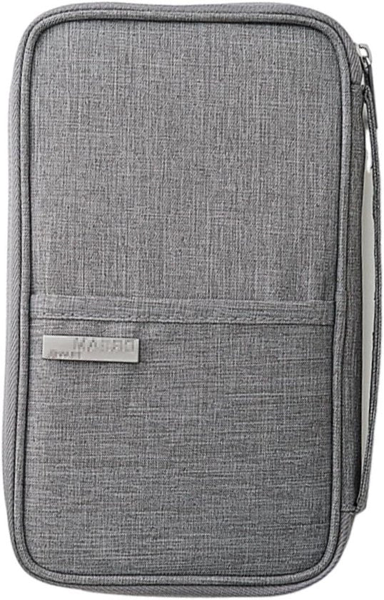 Borsa per documenti di viaggio - borsa clutch grigia, impermeabile e stoffa impermeabile, portacarte da viaggio, essenziali per la vacanza, custodia per passaporto - unico modello