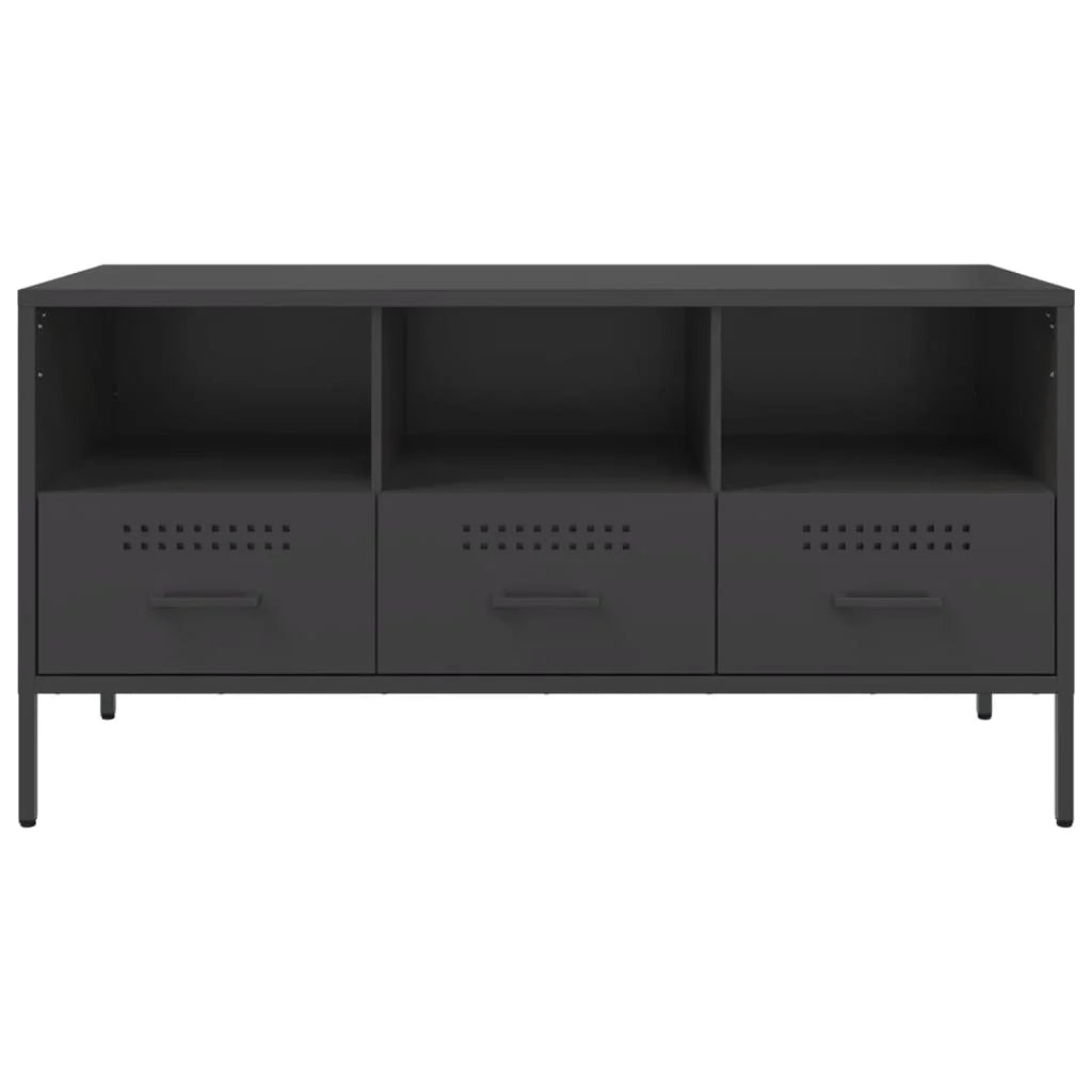 Mobile TV multimediale scaffale TV credenza mobile TV sala da pranzo soggiorno camera da letto 100,5 x 39 x 50,5 cm acciaio nero 02_0025545