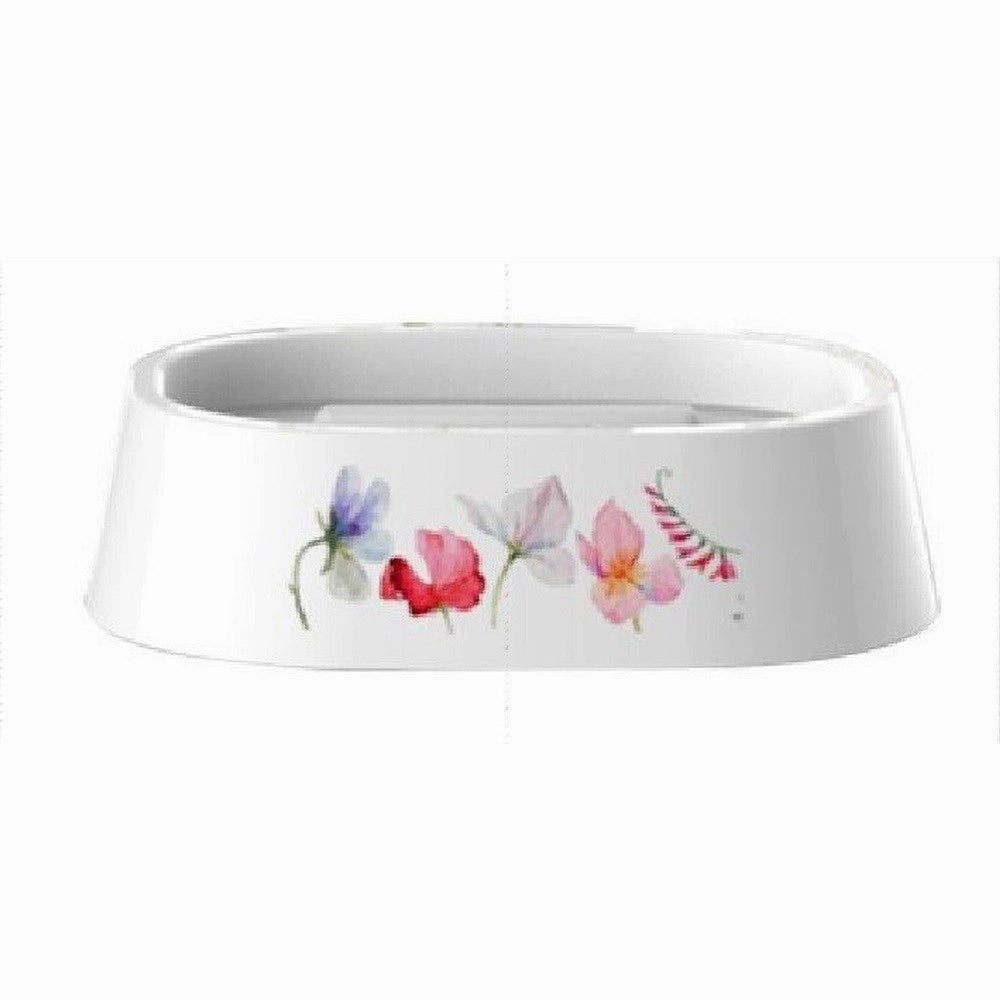 Trade Shop - Portasapone Saponetta Accessorio Bagno Bianco In Plastica 13.2cm Con Fiori 69925 -