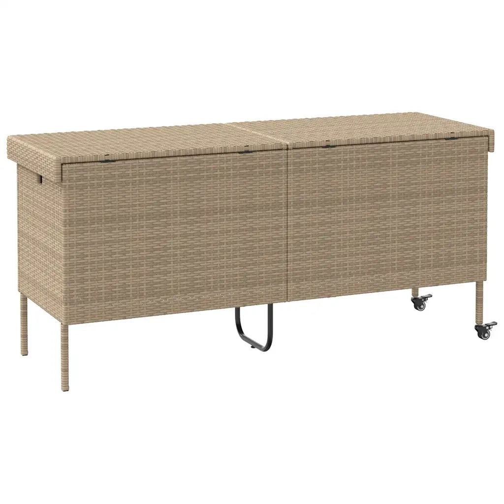 Contenitore da Giardino con Ruote Beige 160x55x75 cm Polyrattan CFW7115606
