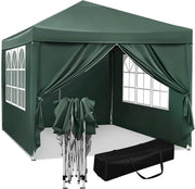 Tenda per feste, tenda acquatica, tenda pieghevole con zonatura, tenda per esterni con pareti laterali, tenda per giardino, terrazza, campeggio, festival, tenda a pagoda con telaio metallico Oxford, 3 x 3 m, verde