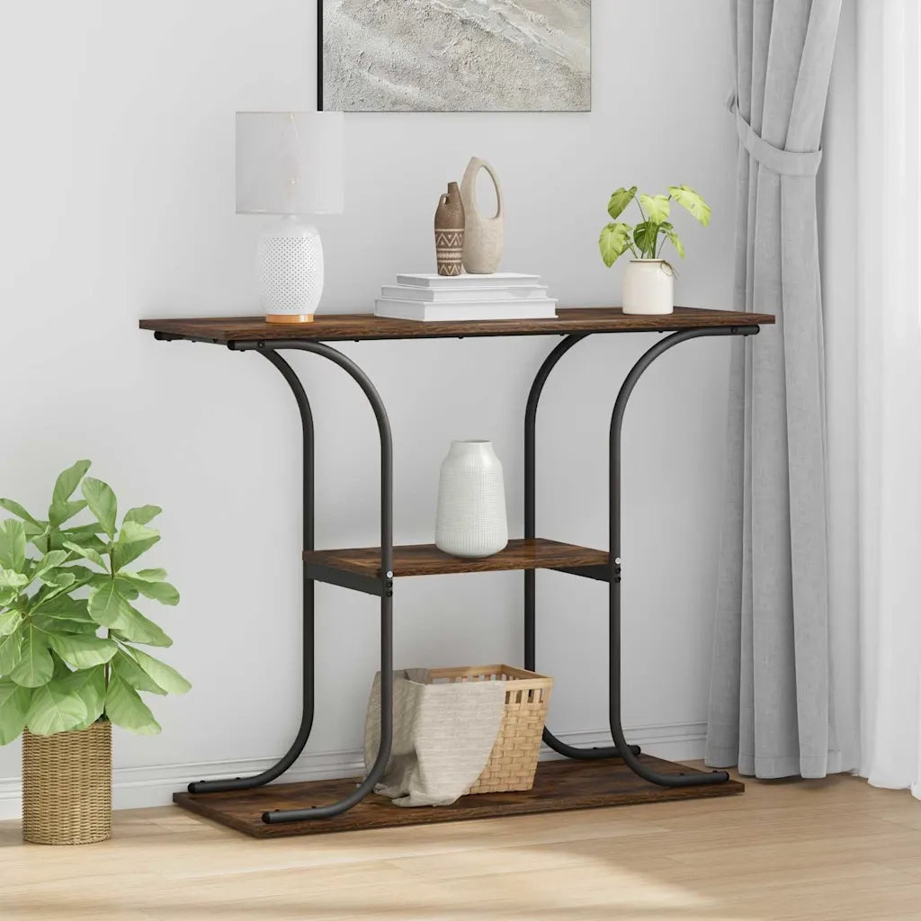 Tavolo consolle con lo scaffale Rovere fumé 101 x 35 x 80,5 cm 868471