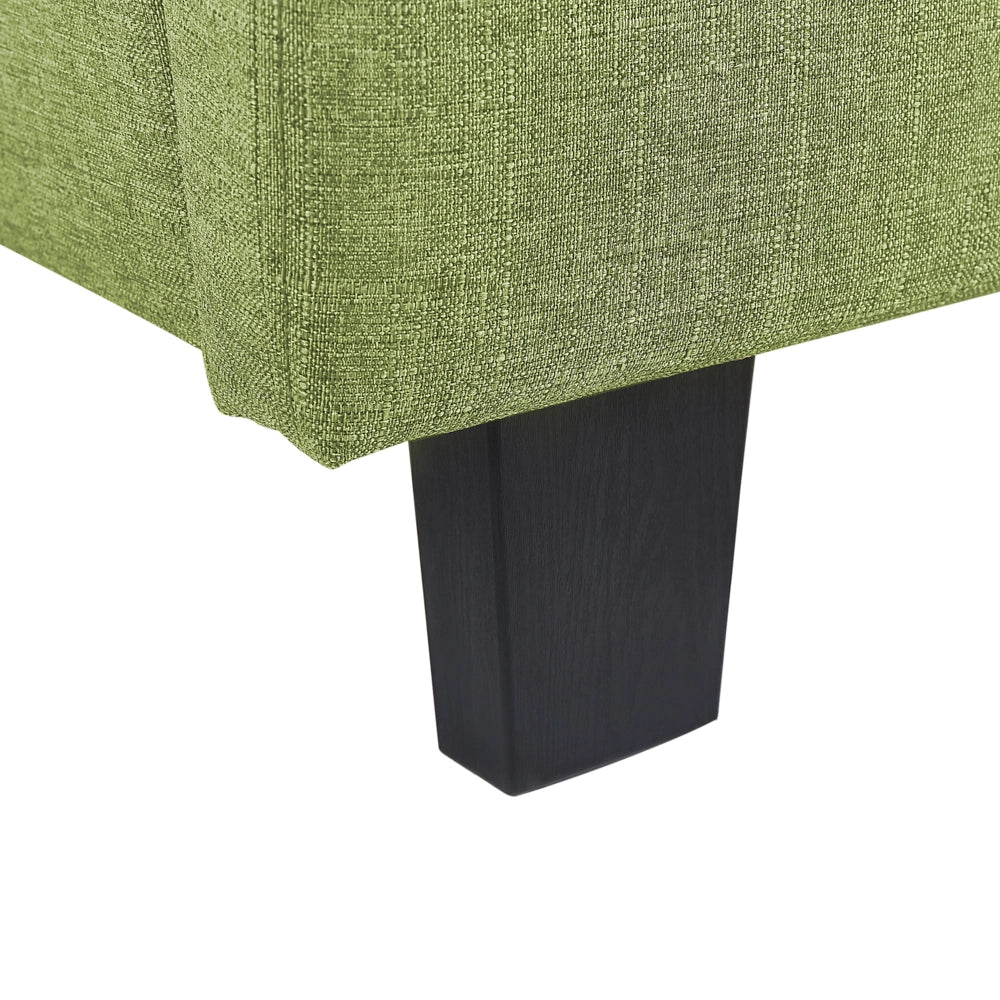 Letto imbottito tessuto verde rete a doghe testiera trapuntata 180 x 200 cm