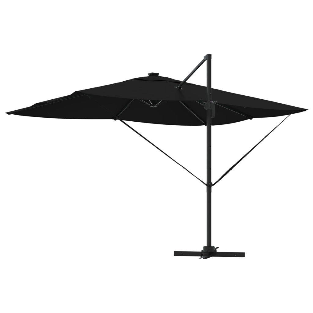 Ombrellone a Sbalzo Roma con LED Nero 352x251x265 cm Alluminio
