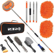 Set di pulizia auto-telescopico 150 cm - Set di pulizia auto 2 in 1 con tasca di stoccaggio - Telescopico per auto camper SUV e furgone