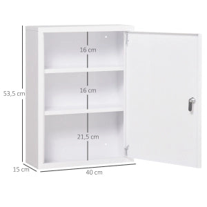 ARMADIO MEDICINALE DA MURO 40x15x53,5 cm Acciaio Bianco
