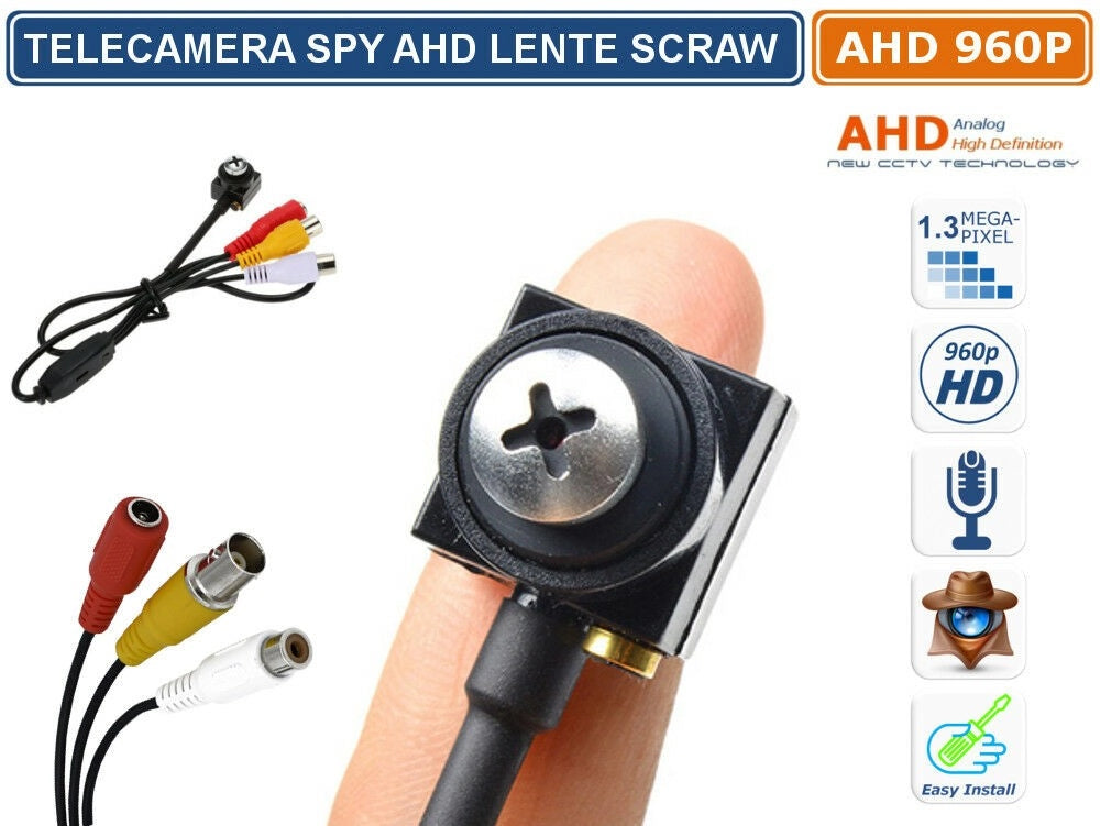 MINI TELECAMERA SPY SCRAW AHD 960P 1.3 MPX 1280X960 3.7MM MICROFONO AUDIO