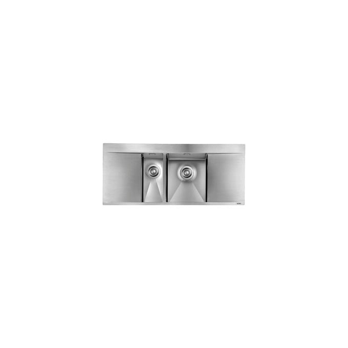 CM 012707.X2.01.2033 PRESTIGE Lavello da Incasso 2 Vasche + Gocciolatoio Acciaio Inox Satinato (116x50 cm) colore Inox Satinato