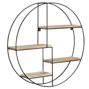 IDMarket - Scaffale rotondo a parete LILY 4 livelli in legno e metallo design industriale