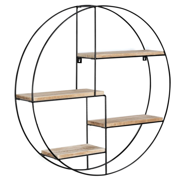 IDMarket - Scaffale rotondo a parete LILY 4 livelli in legno e metallo design industriale