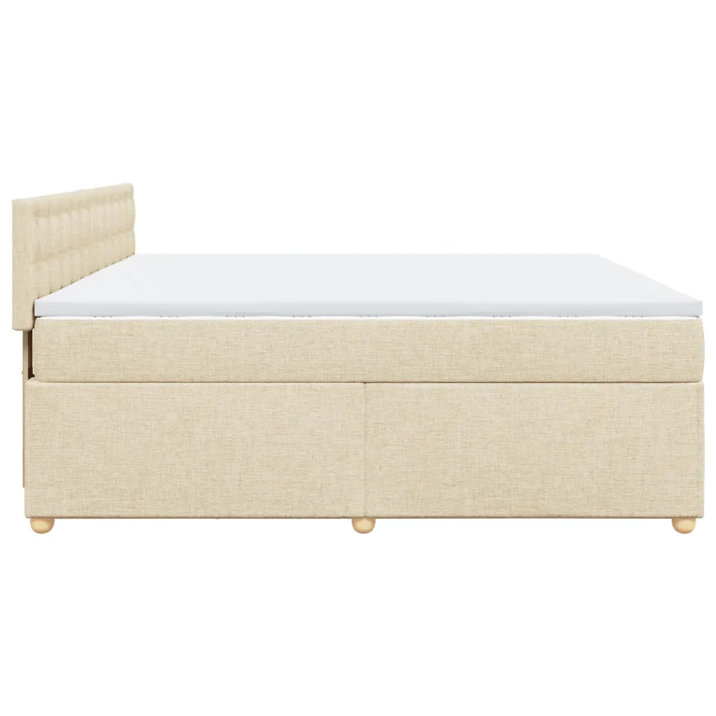 Giroletto a Molle con Materasso Crema 180x200 cm in Tessuto