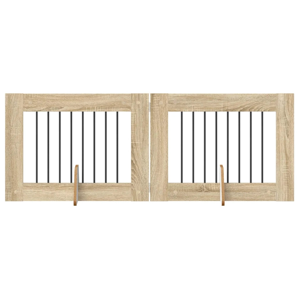 Cancello per cani con supporti 2 pcs Rovere Sonoma 80 x 60 cm 892128