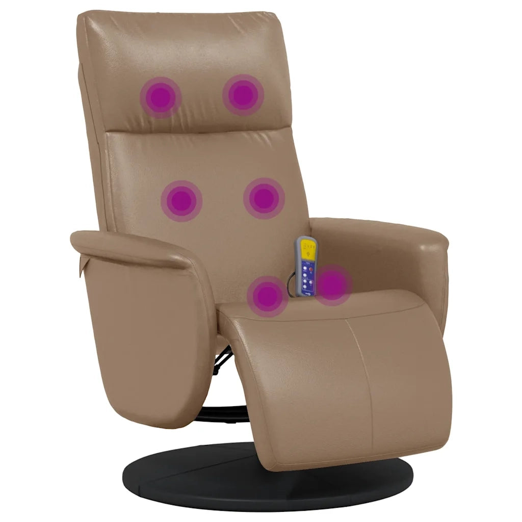 Poltrona Reclinabile Massaggi Poggiapiedi Cappuccino Similpelle 356556