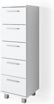 Cassettiera da bagno Ilias, Bianco, 30 x 95 cm, adatto per il montaggio a parete e combinabile con la serie Ilias