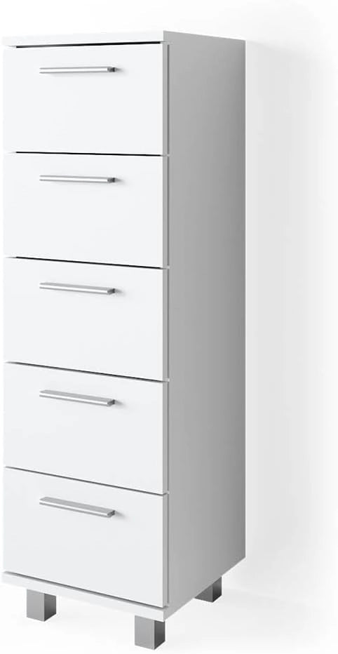 Cassettiera da bagno Ilias, Bianco, 30 x 95 cm, adatto per il montaggio a parete e combinabile con la serie Ilias