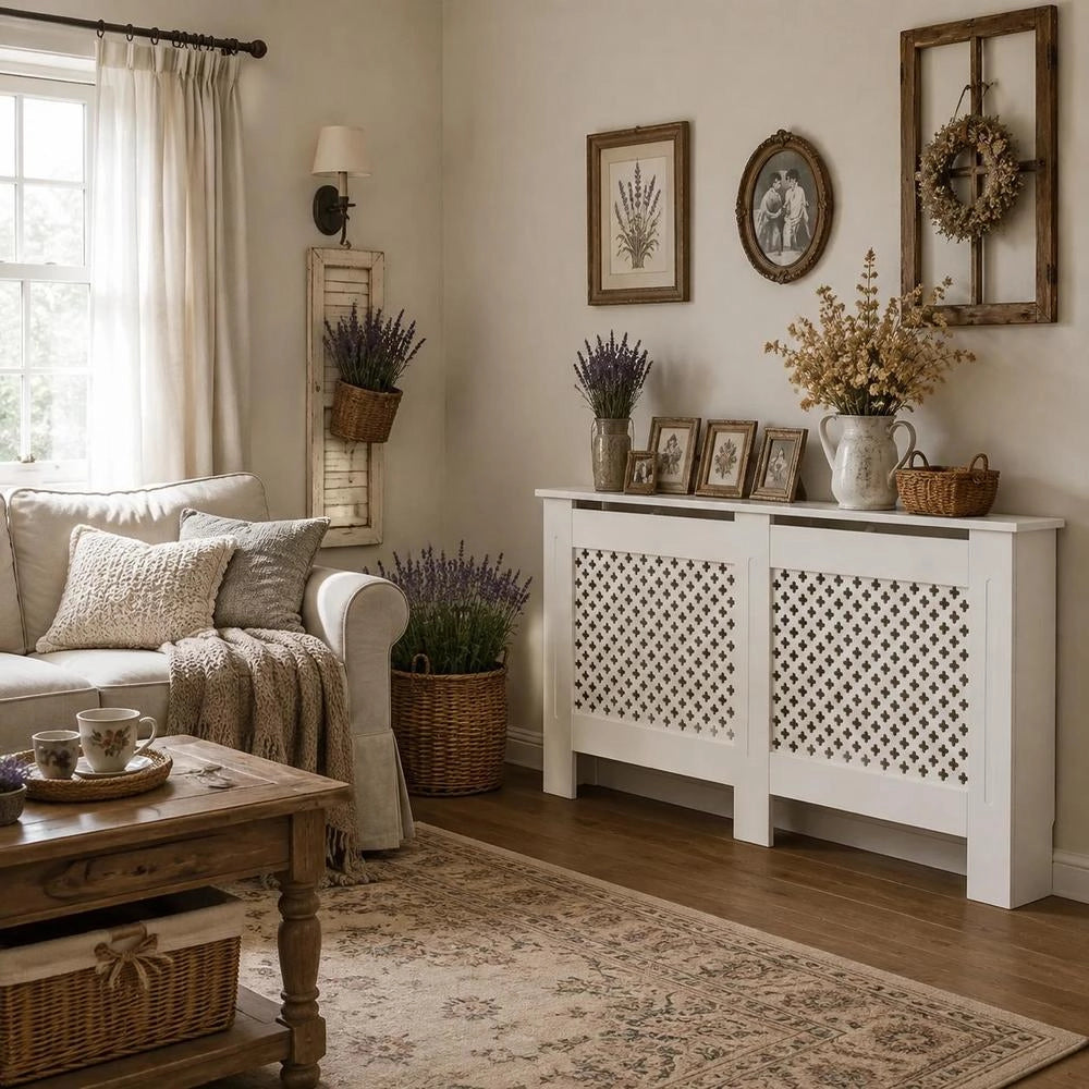 Radiator Cover, White, 152x19x81.5 Cm, MDF