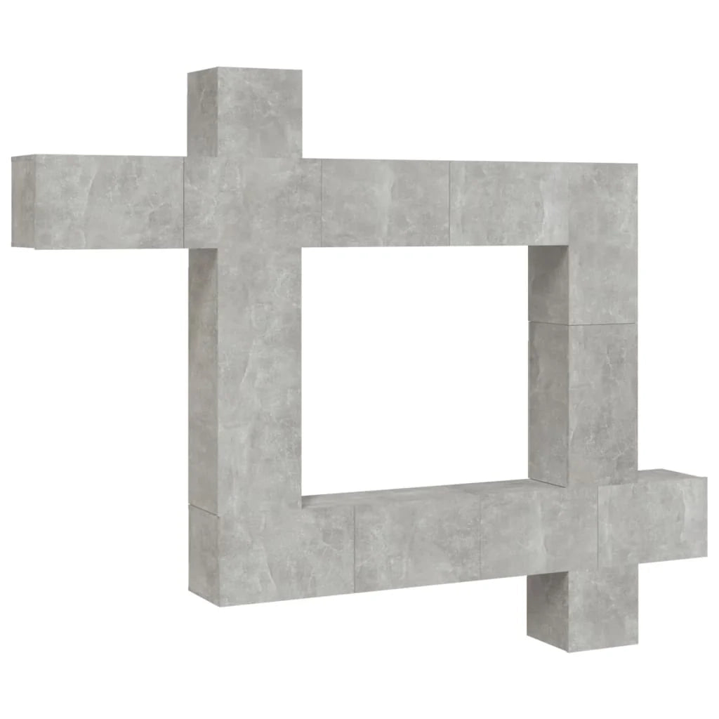 Set di mobili da 9 pezzi tra cui armadio credenza mobile TV televisore per soggiorno camera da letto salotto legno ingegnerizzato grigio 02_0025329