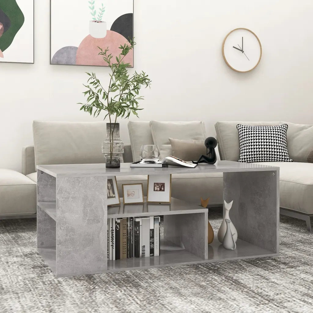 Tavolino Salotto Grigio Cemento 100x50x40 cm Legno Multistrato 806925