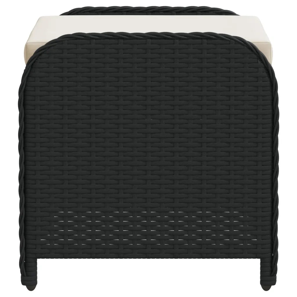 Sgabello Giardino con Cuscino Nero 58x46x46 cm in Polyrattan CFW8872550