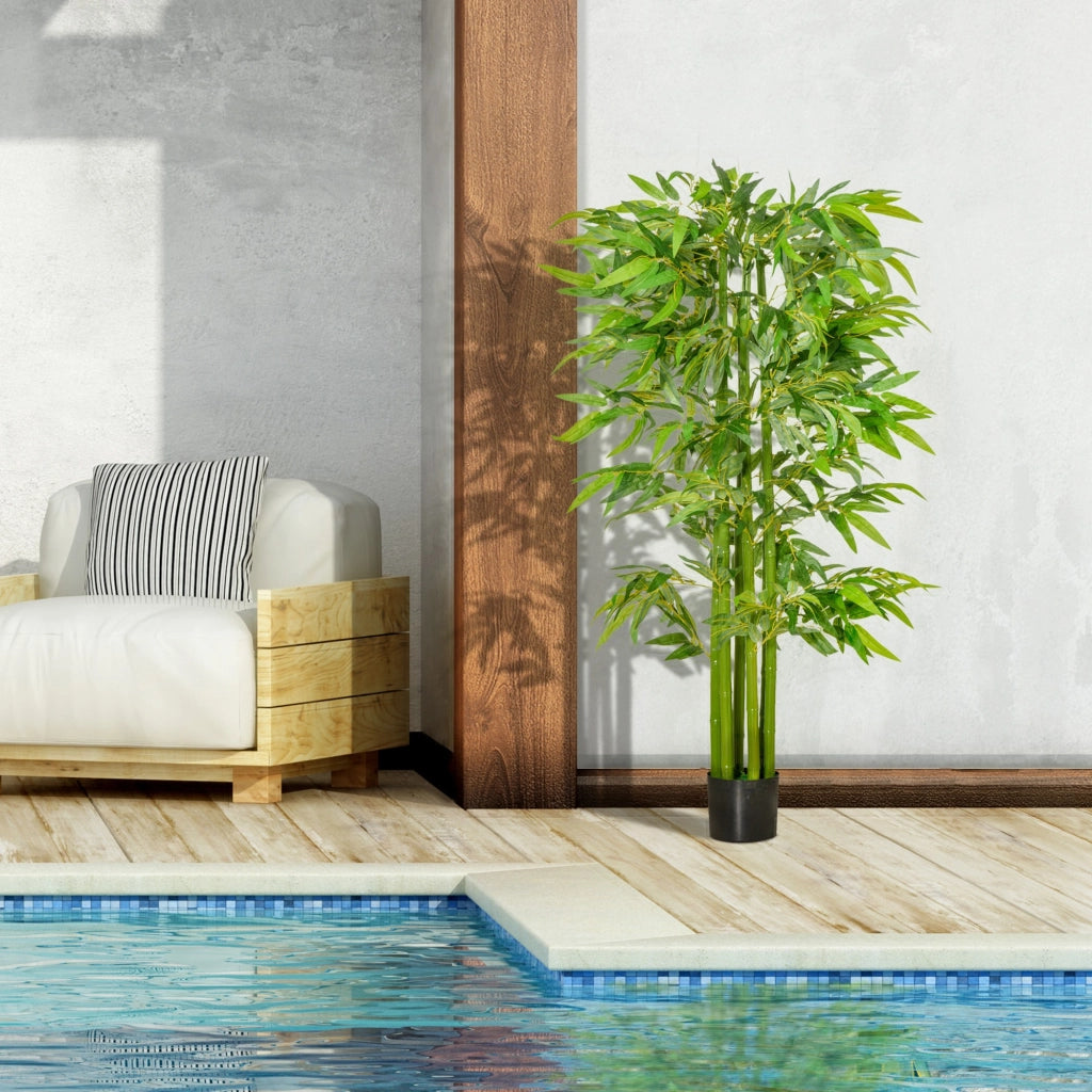 EasyComfort Pianta Finta di Bambù Alta 160cm con Vaso Nero per Interno