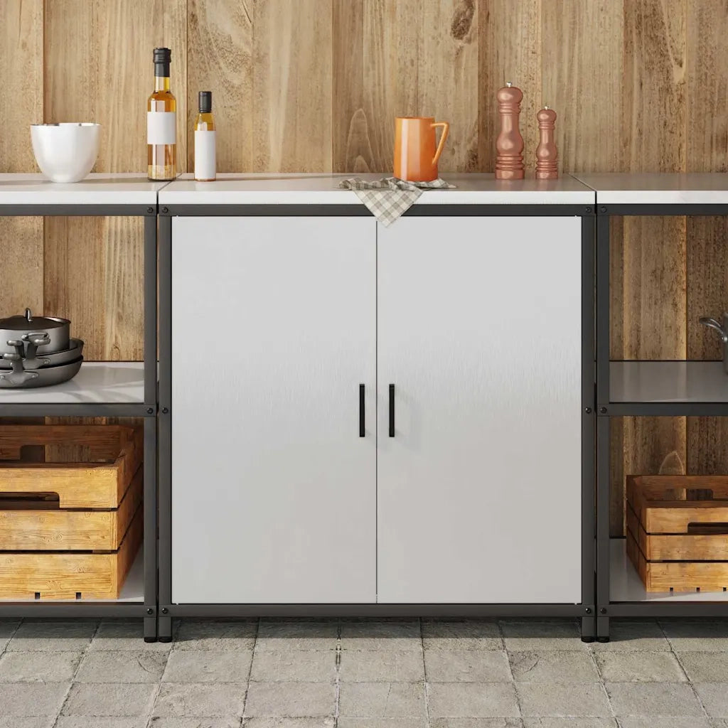 Stoccaggio in cucina con porta Argento 90 x 50 x 92 cm Acciaio 874986