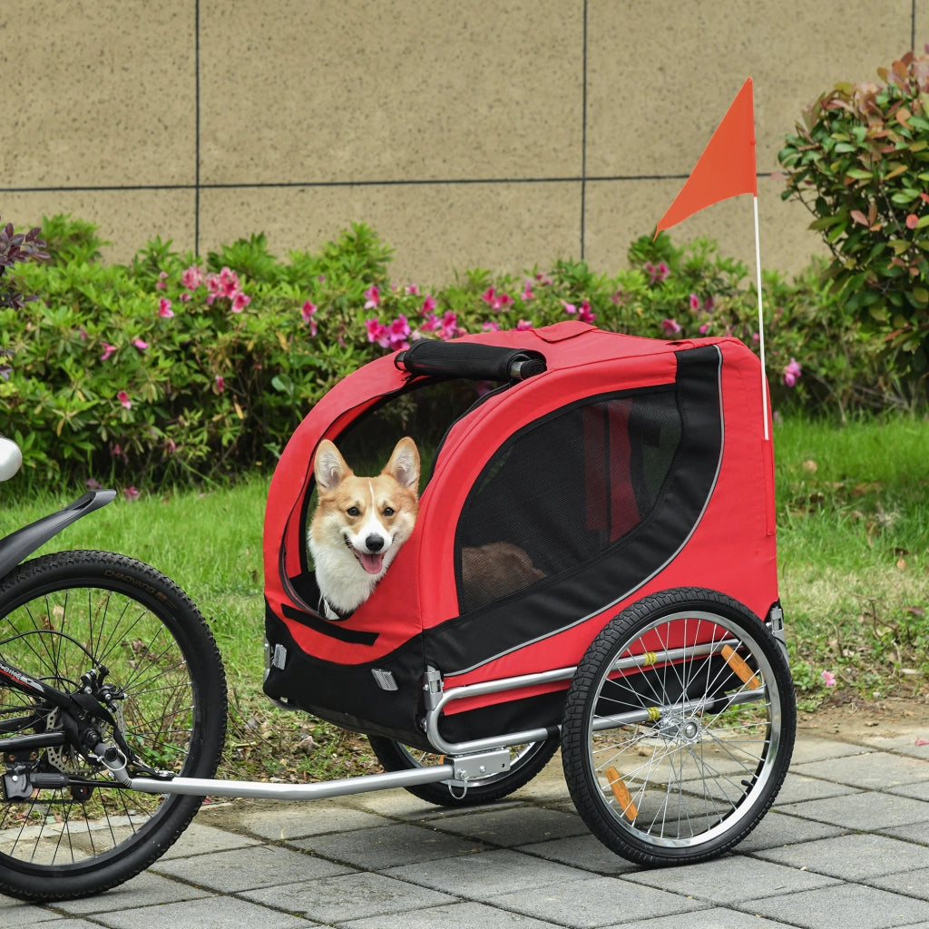 Rimorchio Bicicletta per Cani ¨C zephmum ¨C Rosso Nero 130x73x90 cm