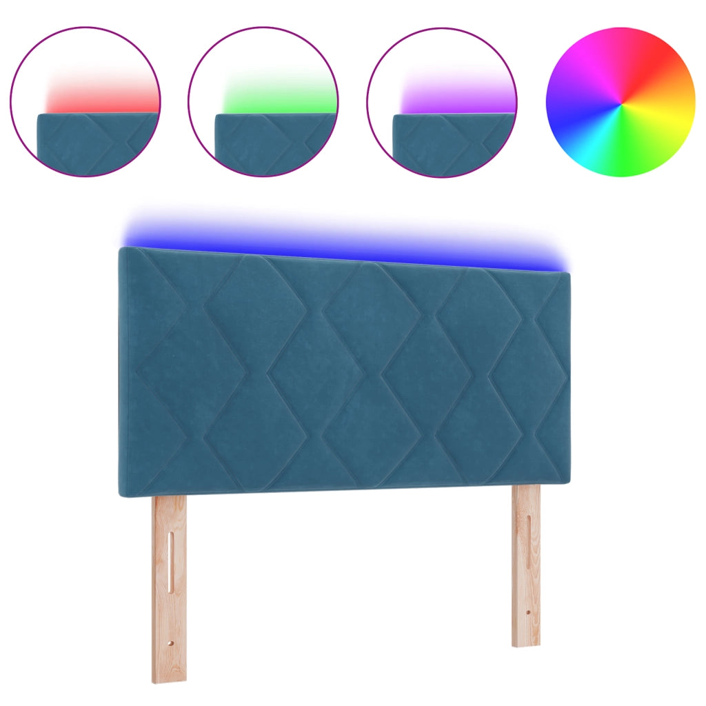 Testiera LED Design a Blocchi Diamante Blu Scuro 90 cm Velluto