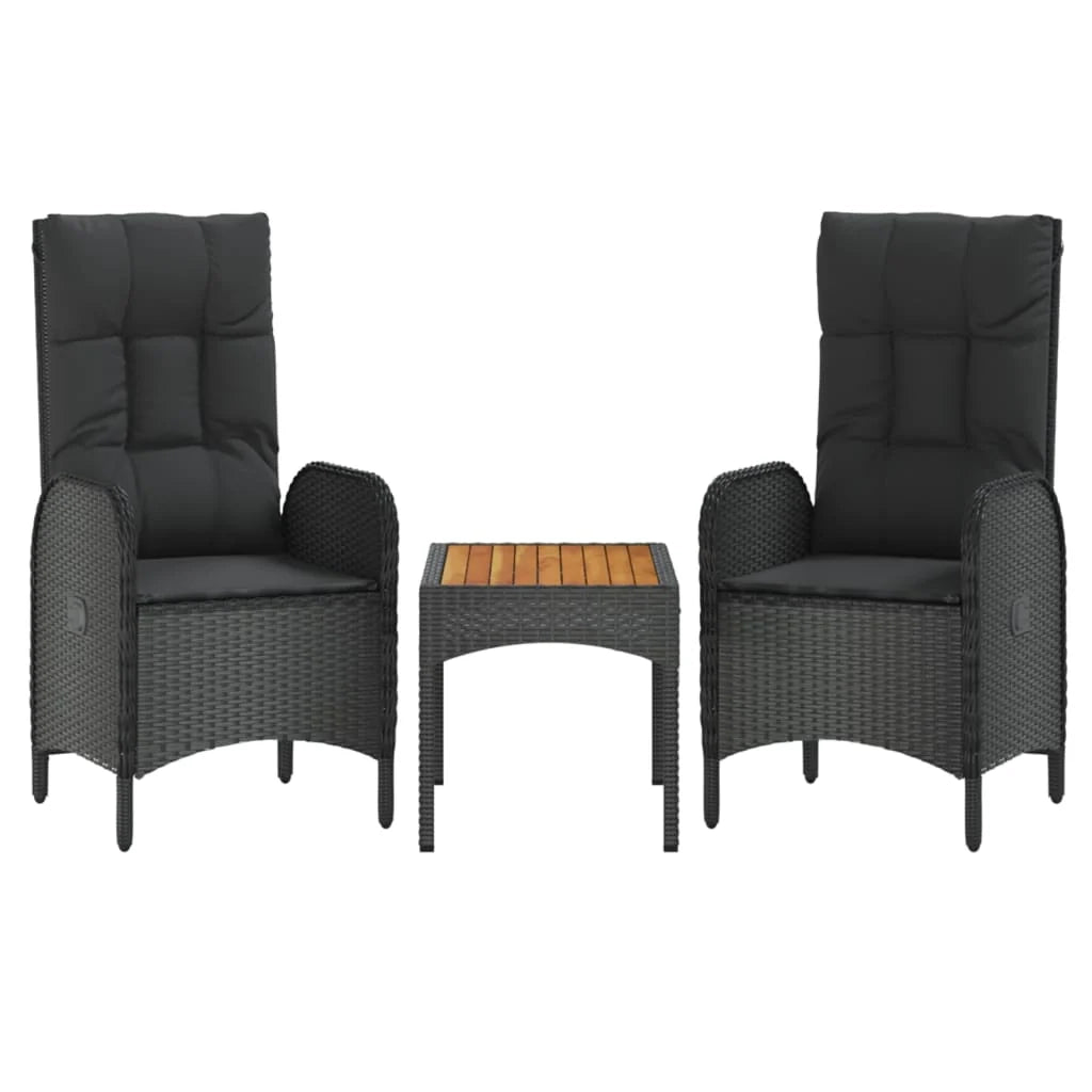 Set di mobili da giardino mobili da esterno set da 3 pezzi con cuscini resina intrecciata nera 02_0015985