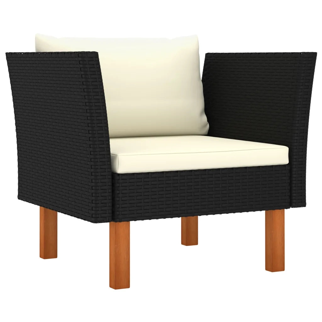 Set Divani da Giardino 9pz Polyrattan Legno di Eucalipto Nero 3082089