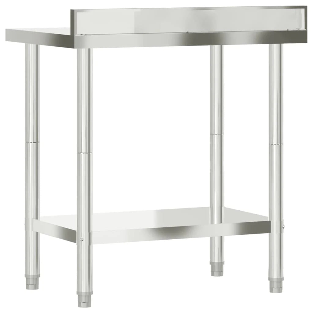 Tavolo da lavoro professionale da cucina con alzatina 82,5 x 55 x 93 cm acciaio inox 02_0045411