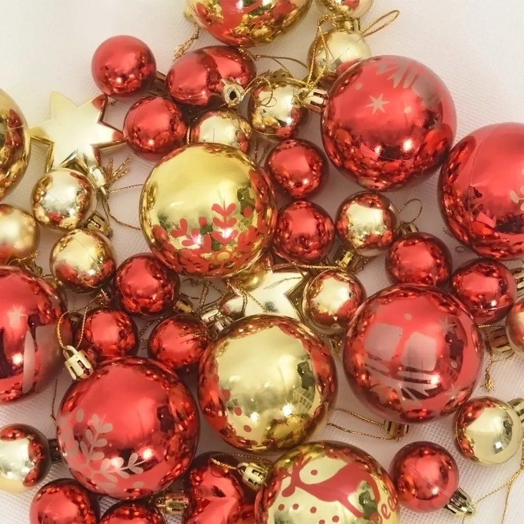 Set di Palle di Natale 40 pz Oro e Rosso Plastica CFW7248076