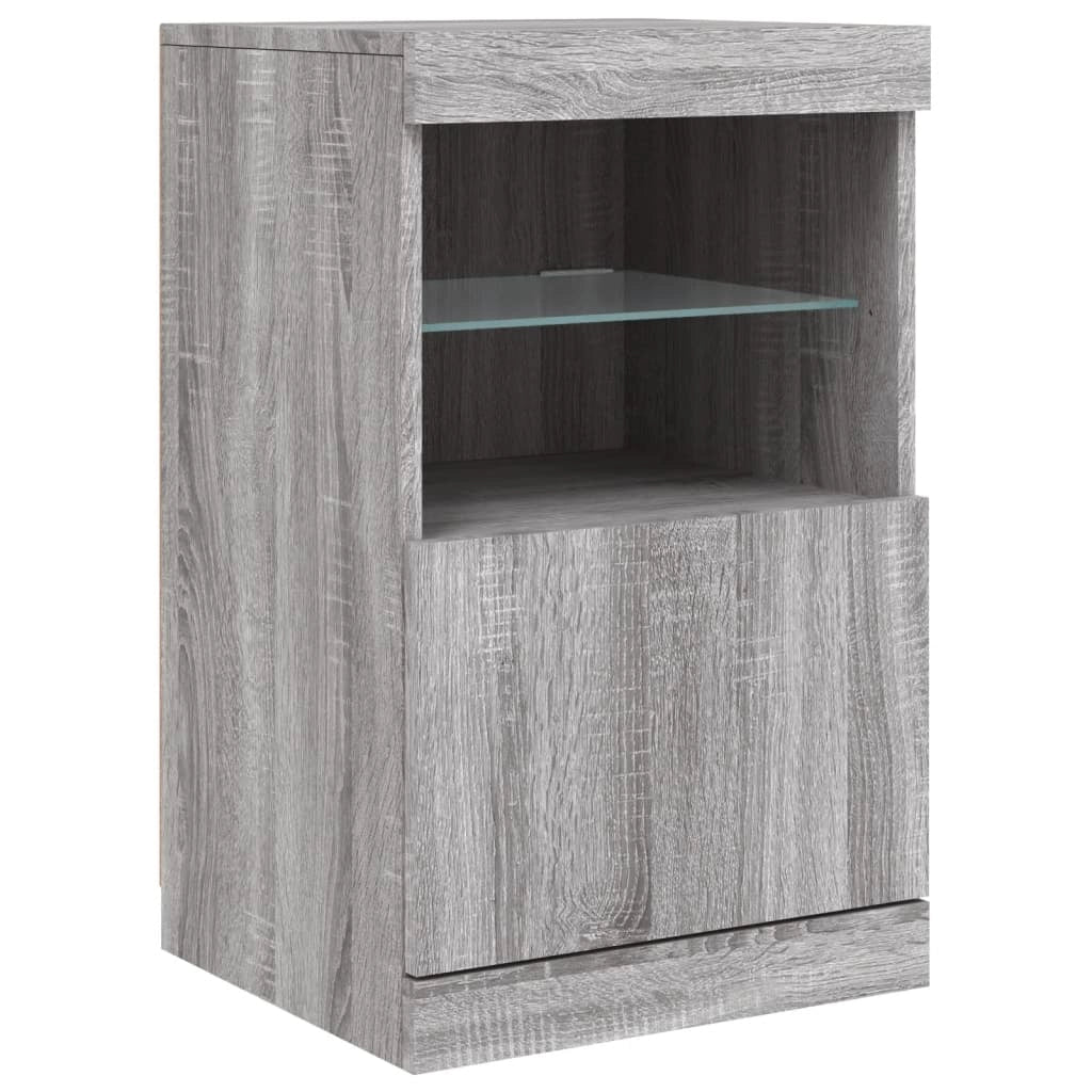 Buffet credenza cassettiera armadio mobile contenitore organizer per cucina soggiorno salotto con luci LED Sonoma 123 x 37 x 67 cm grigio 02_0030050