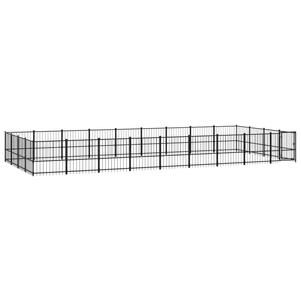 Gabbia per cuccia recinto per animali da esterno per cani in acciaio 33,87 m² nero 02_0041839