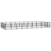 Gabbia per cuccia recinto per animali da esterno per cani in acciaio 33,87 m² nero 02_0041839