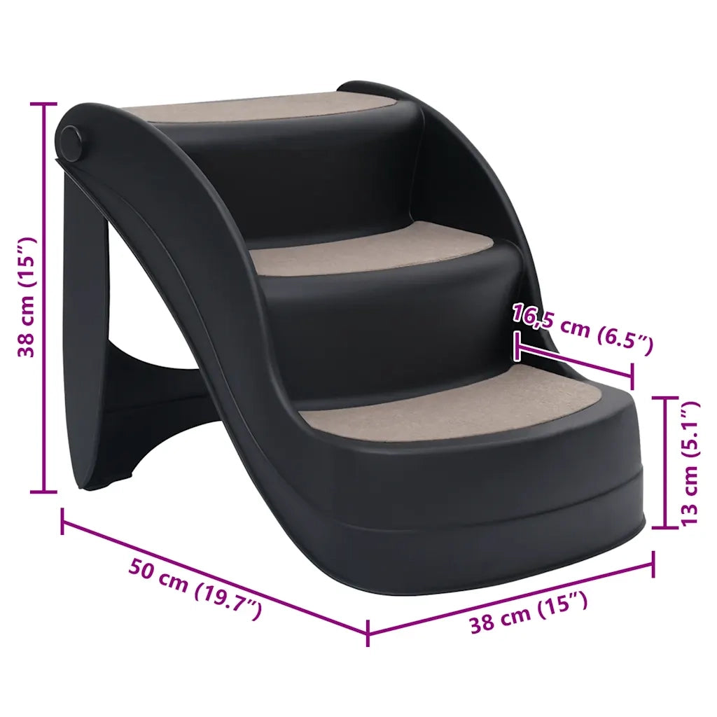 Scala per Cani Pieghevole con 3 Gradini Nera CFW6500886
