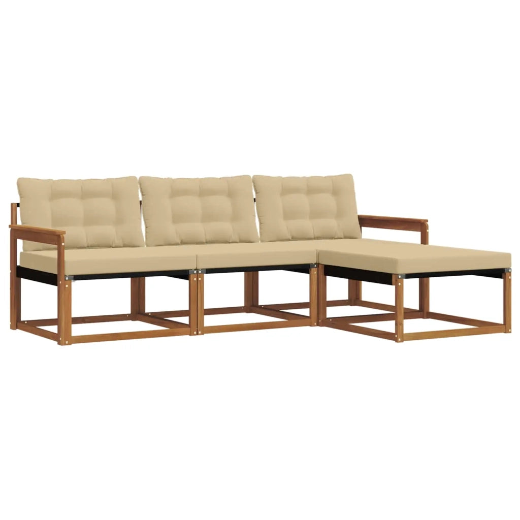 Set di divani da esterno con cuscino 4 pcs Naturale e Beige