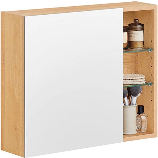 Cassettiera specchio porta finestra - armadio bagno - contenitore di archiviazione - pannelli regolabili - 60x50x15cm