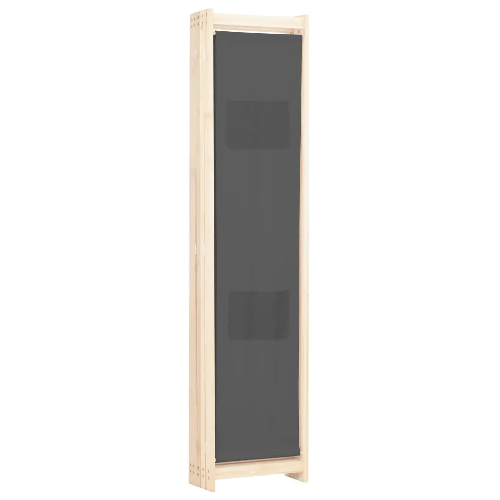 Divisorio a 5 Pannelli Grigio 200x170x4 cm in Tessuto 248177