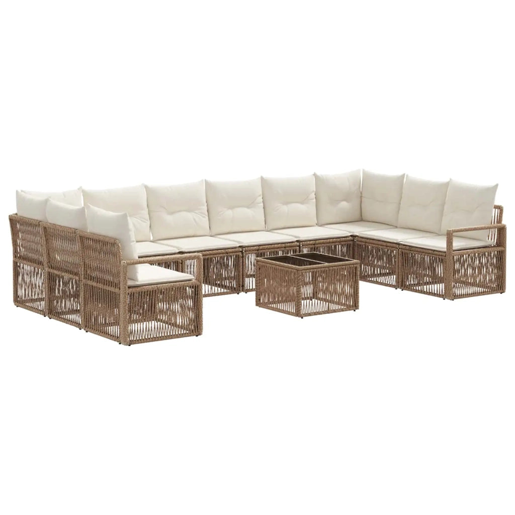 Set Divano da Giardino 11 pcs Beige polyrattan 3435825