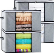 Opacchetta per 4 pezzi di grande contenitore in velluto per sotto il letto - coperte - abiti - coperte - cuscini - giocattoli - grigio - 60 x 40 x 35 cm