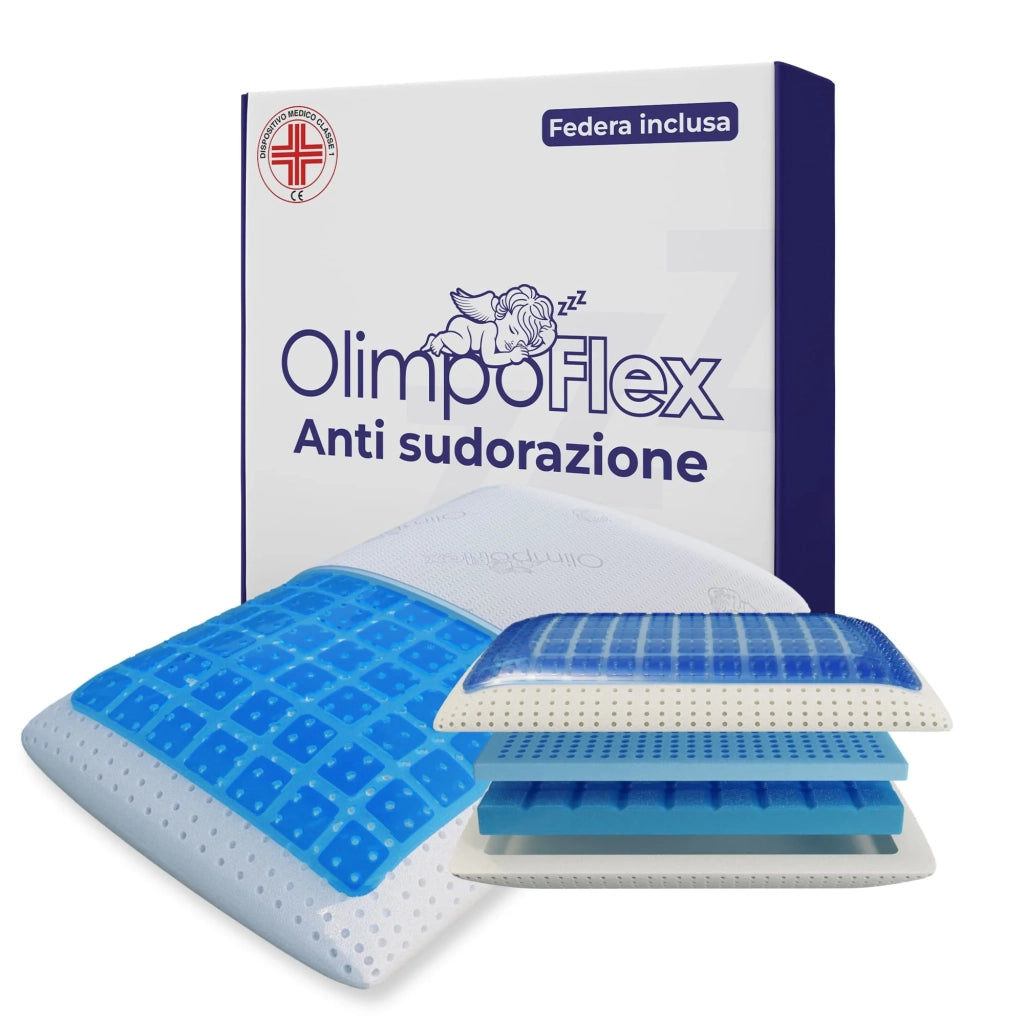 Cuscino in memory foam con Gel - Termoregolatore e Anti-Sudore - Poseidone - 72x42x12cm