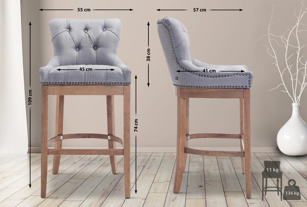 Sgabello Lakewood Stoffa antico-chiaro grigio chiaro