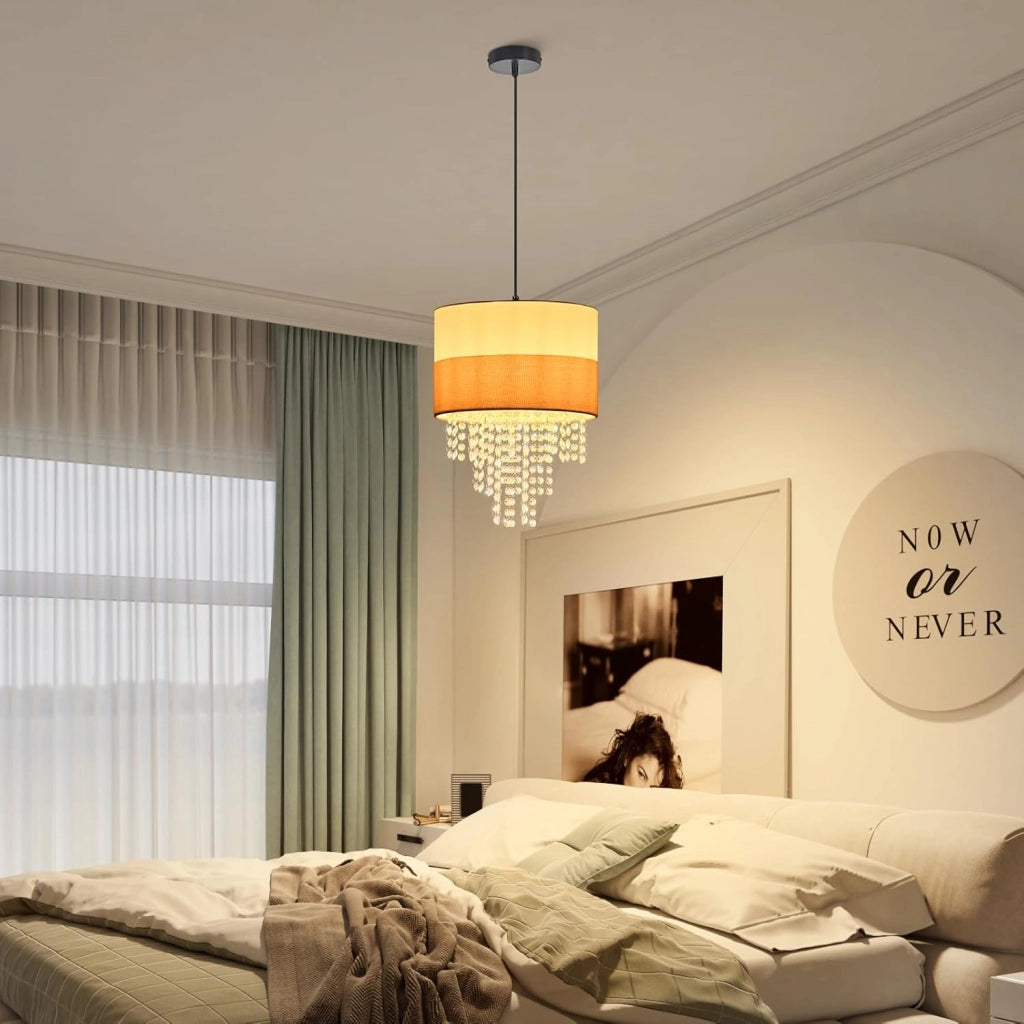 Lampada a Sospensione ZMH E27 Bianco Vintage Cristallo Senza Lampadina