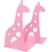 Trade Shop - Set 2pz Grazioso Ferma Libri A Forma Di Giraffa In Metallo Scrivania Bambini Rosa -