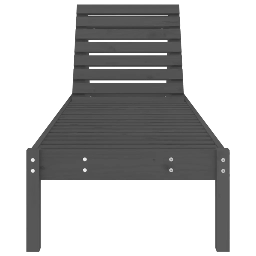 Lettino Prendisole Grigio 199,5x60x74 cm Legno Massello di Pino 825069