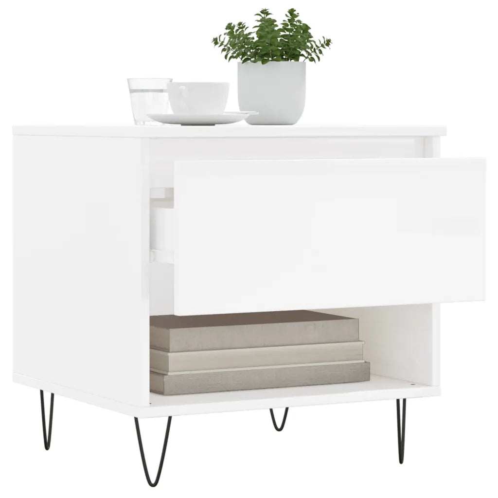 Tavolini Salotto 2pz Bianco Lucido 50x46x50cm Legno Multistrato